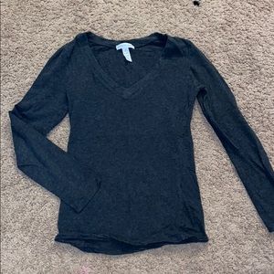 Dark grey long sleeve v-neck